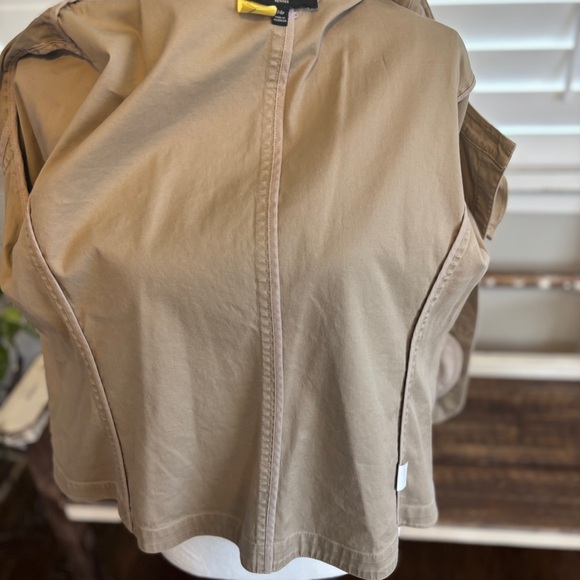 Talbots Womens Khaki Blazer Size 14P Ruffle 3/4 Sleeves Stretch  Spring Pockets‎ - Picture 8 of 9